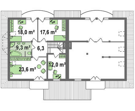 Проект коттеджа на две семьи с гаражом и чердаком
