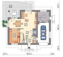 Двухэтажный дом с интересным декором