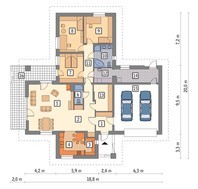 Милый одноэтажный дом с гаражом на 2 авто