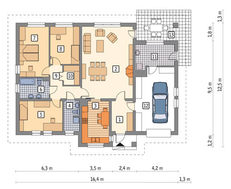 Одноэтажный коттедж естественных цветов