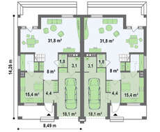 Проект недорогого коттеджа на две семьи