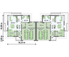 Проект двухэтажного дуплекса общей площадью 230 кв.м.