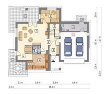 Яркий жилой дом на 2 этажа