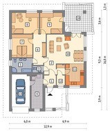 Стильный одноэтажный дом с камином