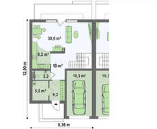 Проект коттеджа на две семьи современного дизайна