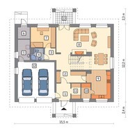 Кирпичный дом с полукруглыми окнами