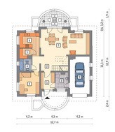 Двухэтажный особняк с полукруглыми балконами