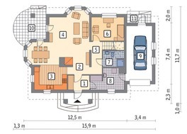 Красивый дом с двумя эркерами