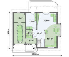 Коттедж с эркером в столовой
