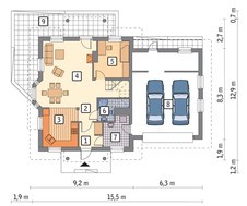 Двухэтажный особняк на три балкона