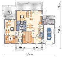 Жилой дом с выделением части первого этажа для отдельного проживания