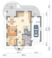 Двухэтажный дом с полукруглыми террасами