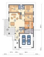 Одноэтажный просторный дом с колоннами