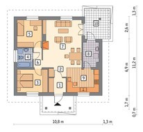 Одноэтажный дом декорированный деревом