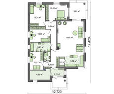 Одноэтажный коттедж с угловой террасой