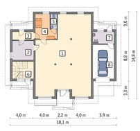 Двухэтажное здание под аптеку с гаражом и жилыми апартаментами