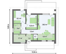 Проект одноэтажного дома с небольшим чердаком