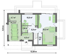 Проект небольшого дома с мансардой и гаражом
