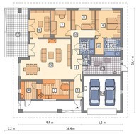 Одноэтажный жилой дом с гаражом на 2 машины