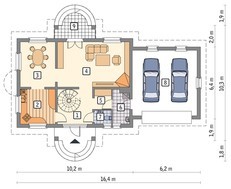 Красивый дом с двумя круглыми балконами