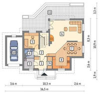 Современное здание с большой гостиной