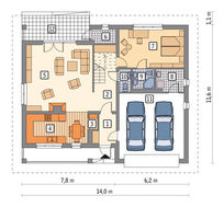 Жилой дом с мансардой и большим гаражом