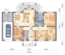 Одноэтажный дом с большим крыльцом