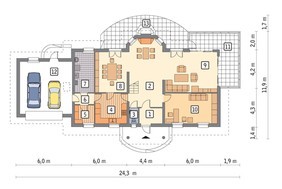 Красивый дом с запоминающейся крышей