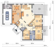 Одноэтажный жилой дом интересной формы