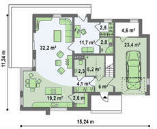 Проект коттеджа с кабинетом и гаражом