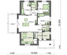 Одноэтажный дом под светлой крышей