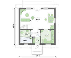 Проект классического домика с мансардой