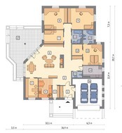 Одноэтажный яркий дом на 6 спален