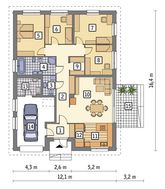 Одноэтажный дом с кирпичным орнаментом