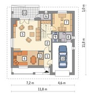 Красивый дом под острой крышей