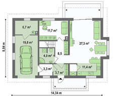 Проект частного жилого дома с гаражом площадью 185 кв.м.