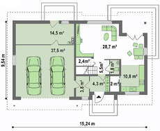 Проект двухэтажного дома площадью 225 кв.м. с большим гаражом
