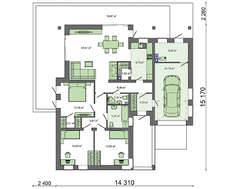 Проект загородного жилого дома площадью 152 кв.м. с гаражом на 1 авто