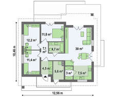 Проект небольшого одноэтажного дома общей площадью 98 кв.м
