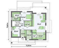 Проект классического дома с мансардой общей площадью 184 кв.м.
