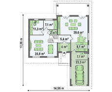 Проект коттеджа в 200 квадратных метров с гаражом для 1 авто