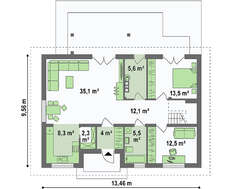 Проект классического дома с мансардой площадью 199 кв.м.