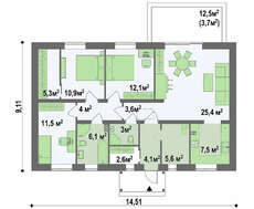 Проект классического одноэтажного дома площадью 105 кв.м