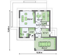 Проект дома с гаражом и мансардой общей площадью 176 кв.м.