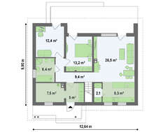 Проект дома с мансардой и гостевыми комнатами на первом этаже