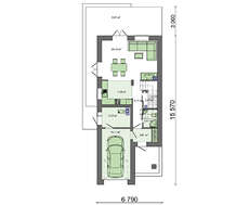 Проект двухэтажного дома для узкого участка общей площадью 139 кв.м.