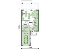 Проект двухэтажного дома общей площадью 123 кв.м. с гаражом 20 кв.м