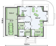 Проект загородного дома из газоблоков площадью 201 кв.м.