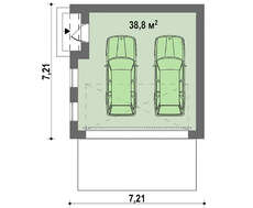 Проект гаража для 2х авто площадью 39 кв.м.