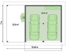 Проект большого гаража на 2 авто площадью 50 кв.м.